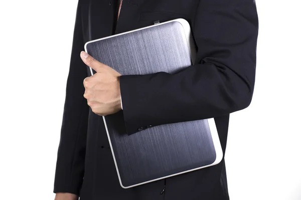 Homem de negócios com laptop — Fotografia de Stock