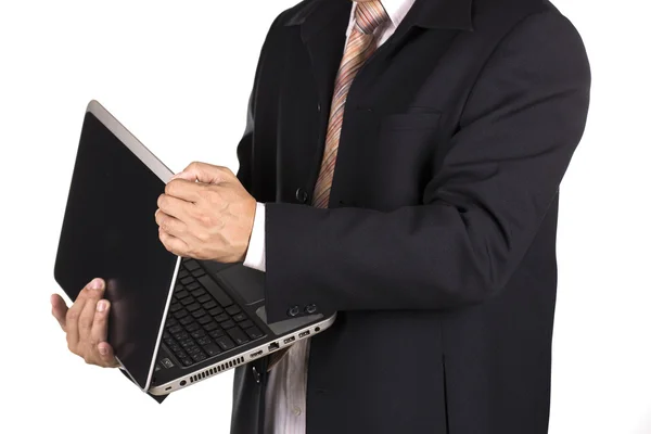 Affärsman med lap top — Stockfoto