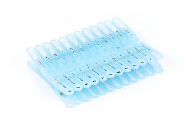 Row of blue clothespeg — Stock Photo, Image