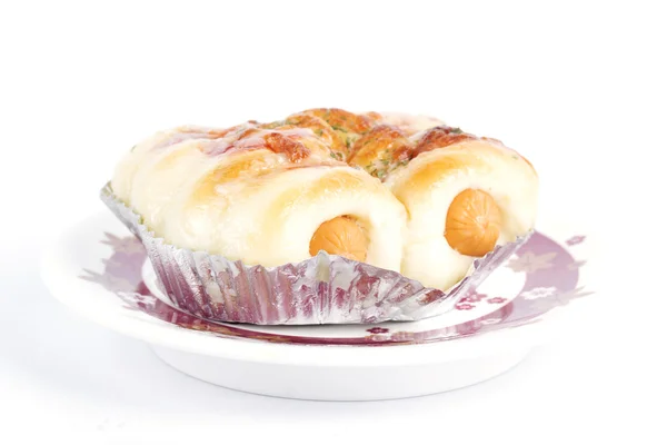 Sausage cheese bread roll — Stock Photo, Image