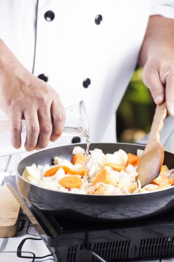 çorba Japon domuz köri pişirme için pan için dökme Şef