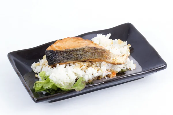 Gegrillter Lachs Teriyaki mit Reis — Stockfoto