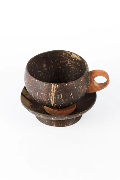 Дерев'яна чашка кокосової шкірки — стокове фото