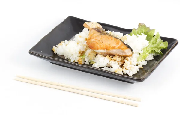 Salmone alla griglia Teriyaki con riso — Foto Stock