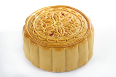 Beyaz arka plan üzerinde izole durian mooncake