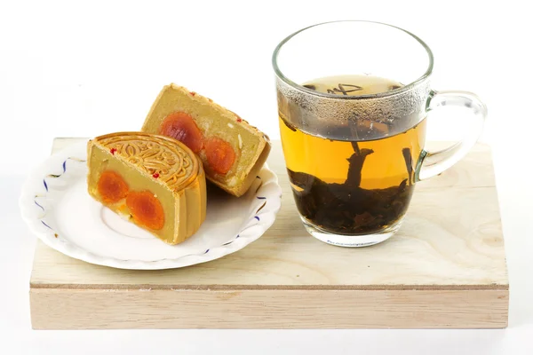 문 케이크와 차 한잔 — 스톡 사진
