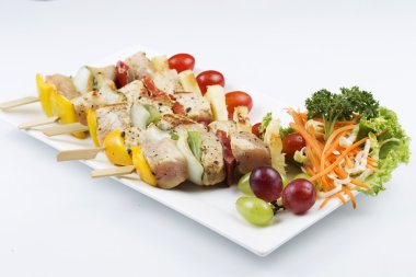 Izgara domuz Barbekü ve sebze