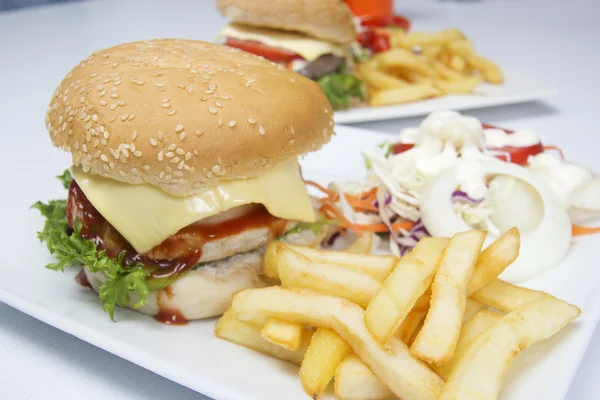 Hamburger on the plate — Stock Photo, Image