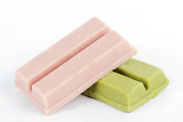 Matcha tè verde e cialda di cioccolato alla fragola — Foto Stock