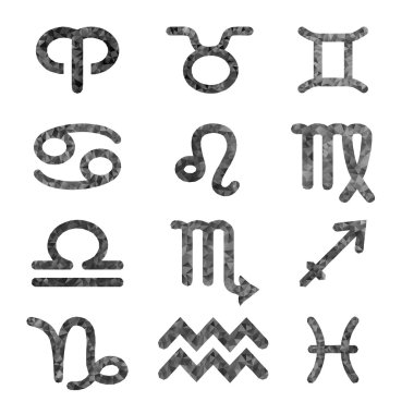 Siyah ve beyaz zodyak işaretleri üçgenler. 