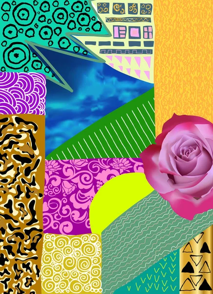 Fondo Abstracto Con Cielo Rosa Círculos Adorno Tigre Zentangle Adorno — Archivo Imágenes Vectoriales