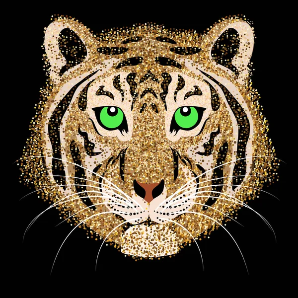 黒を背景に虎の金のシルエット 2022年のシンボル 虎の年 — ストックベクタ