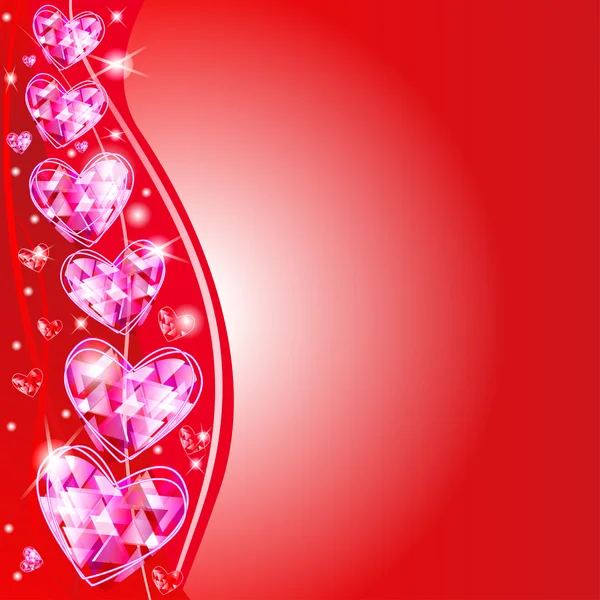 Hintergrund mit Herzen aus Dreiecken Valentinstag — Stockvektor