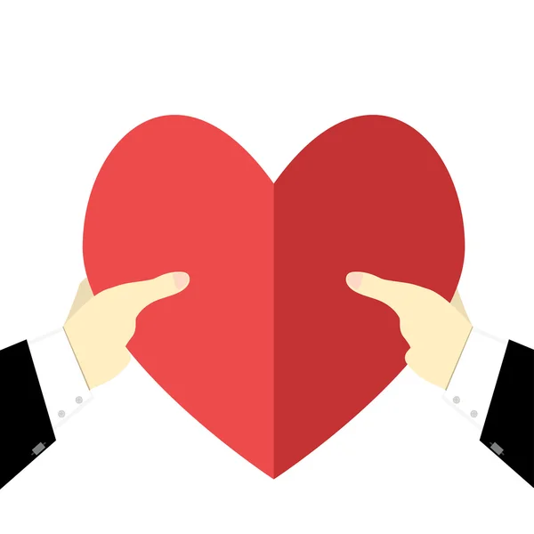 Heart in hand on Valentine's Day. Flat design — Stock Vector