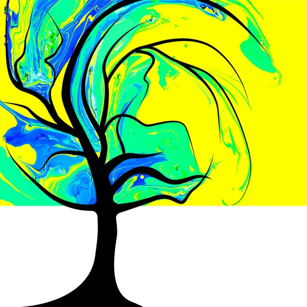 Ağaç sıvı boya ile. Mermer stili.