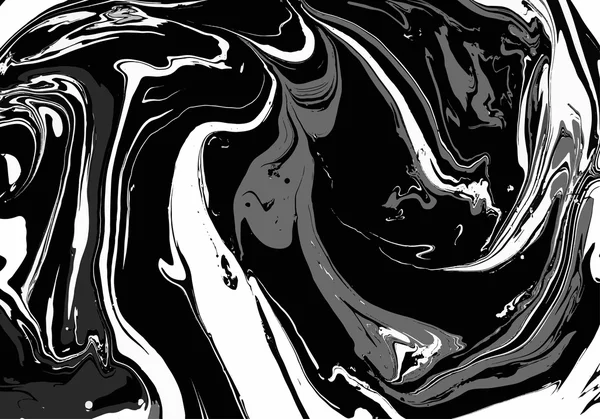 Contexte abstrait. Encre. De la peinture. Style marbre. Liquide noir et blanc dans l'eau . — Image vectorielle