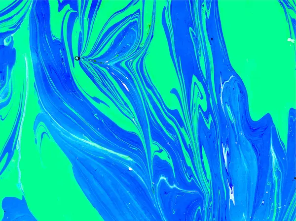 Abstracte achtergrond. Inkt. Verf. Marmeren stijl. Blauwe en groene vloeistof in water. — Stockvector