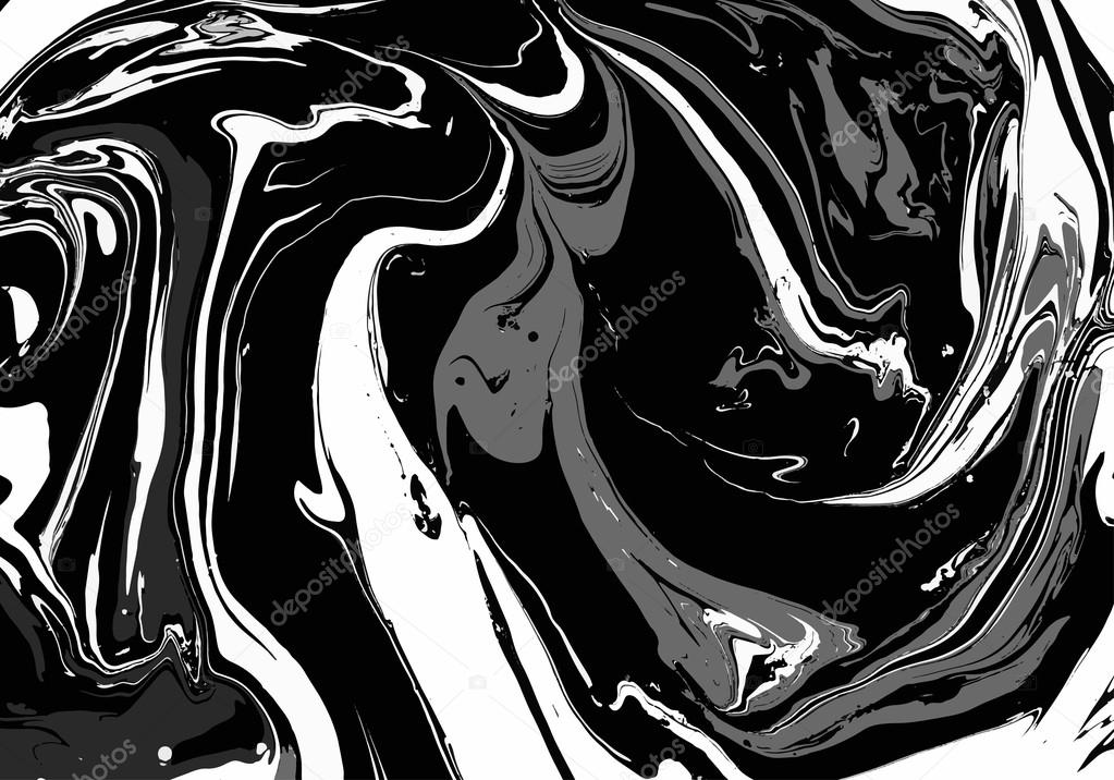Abstract background. Ink. Paint. Marble style. Black and white liquid in water.
