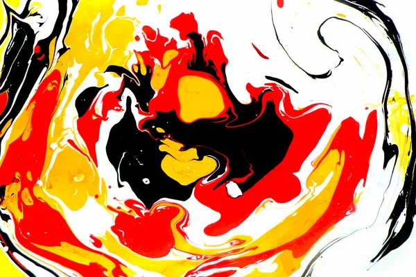 Soyut mürekkep arka plan. Mermer tarzı. Kırmızı, sarı, beyaz, siyah mürekkep su