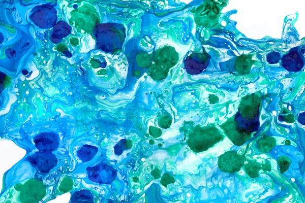 Abstrakter Tuschehintergrund. Marmorstil. blau, grün, weiße Tinte im Wasser — Stockvektor