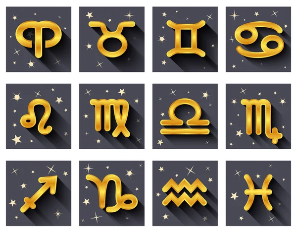 Znaki zodiaku. Płaska konstrukcja. — Wektor stockowy