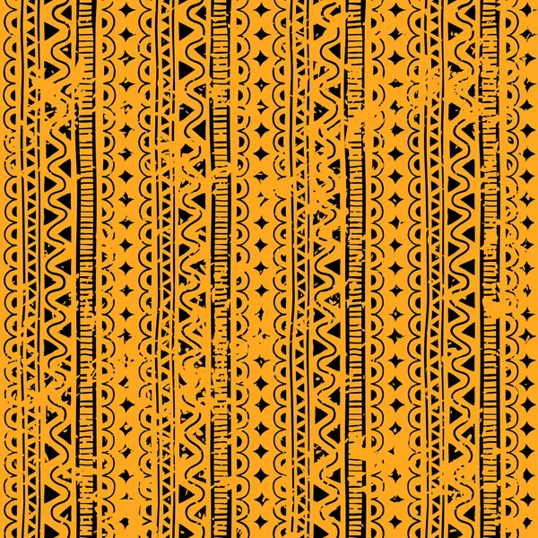 Grange naadloze patroon in stijl zentangle (etnische, doodle). Gele geometrische naadloze patroon. — Stockvector