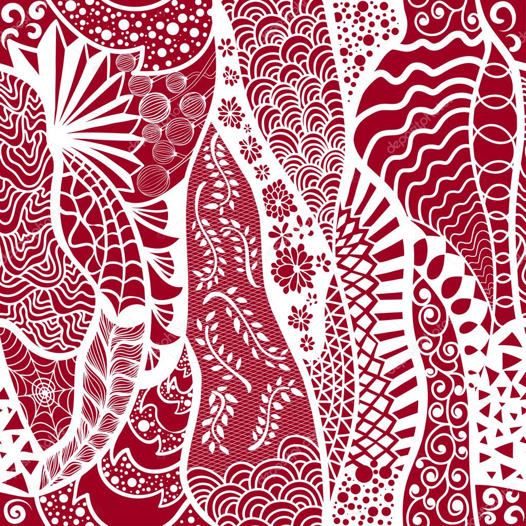 Seamless pattern in style zentangle (ethnic, doodle).