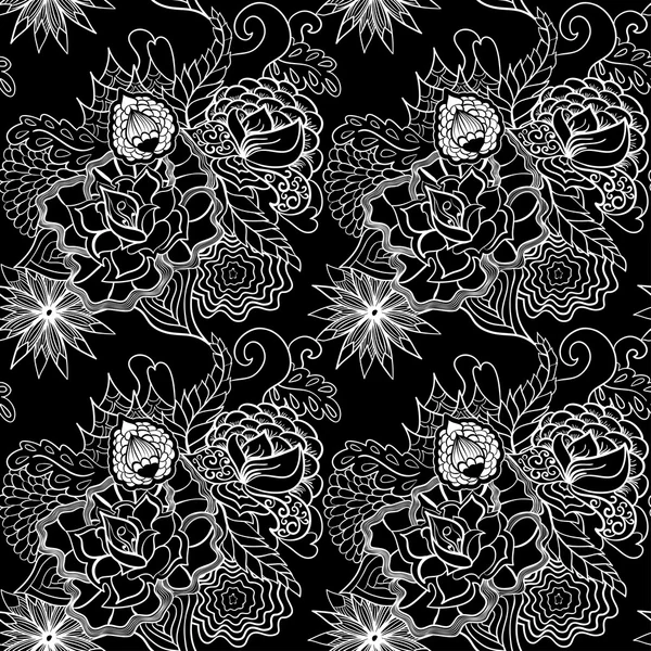 Naadloze patroon in stijl zentangle (etnische, doodle). — Stockvector