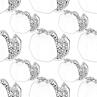 Kusursuz desenli siyah beyaz çizgili sanat narları boyama kitabı için tohumlar. Menü, ambalaj, tekstil, kart, duvar kağıdı için el çizimi arkaplan