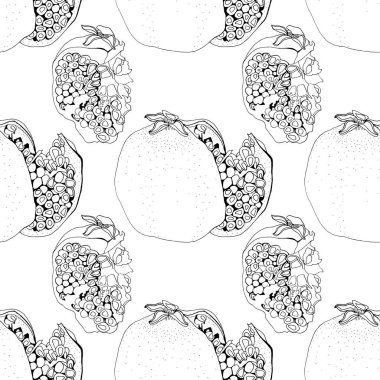 Kusursuz desenli siyah beyaz çizgili sanat narları boyama kitabı için tohumlar. Menü, ambalaj, tekstil, kart, duvar kağıdı için el çizimi arkaplan