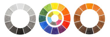 Set watercolor abstract colorful and gray circle for artist isolated on white background. Art creative hand drawn object for florist, sketchbook, coloring book