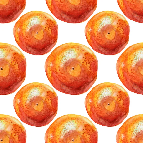 Sömlös mönster akvarell citrus frukt apelsin mandarin isolerad på vit bakgrund. Handritad mat för vinter eller sommar, julföremål för meny, inslagning, kort, tapeter, anteckningsbok — Stockfoto