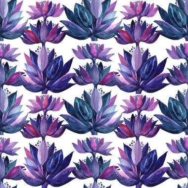 Kusursuz desenli suluboya pembe ve mor dallar.