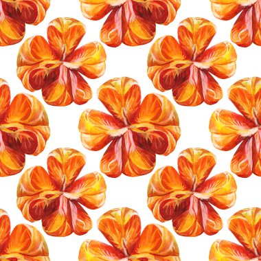 Kusursuz desenli suluboya turunçgil portakalı kabuklu mandalina. Kış ve yaz için el yapımı yiyecekler, menü, etiket, ambalaj, duvar kâğıdı, eskiz defteri için Noel sanatı