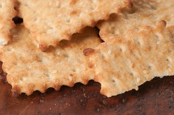 Salted cracker with sesame — Stock Photo, Image