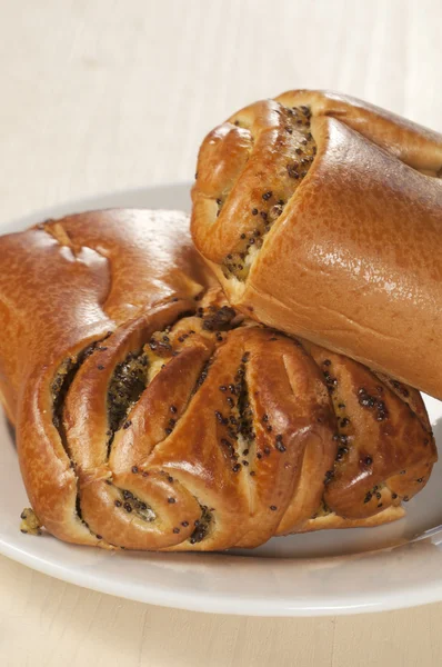 Sweet buns with poppyseeds filling — Stock Photo, Image