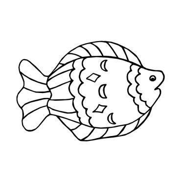 El çizimi siyah vektör balığı