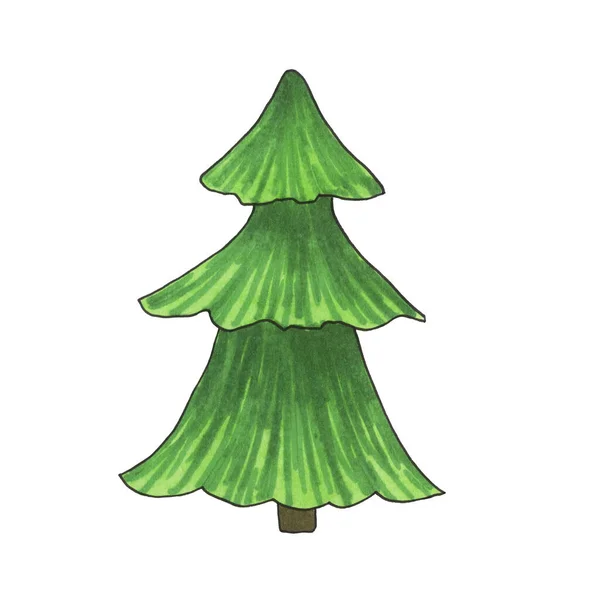 손으로 크리스마스 전나무 삽화의 크리스마스 디자인 — 스톡 사진