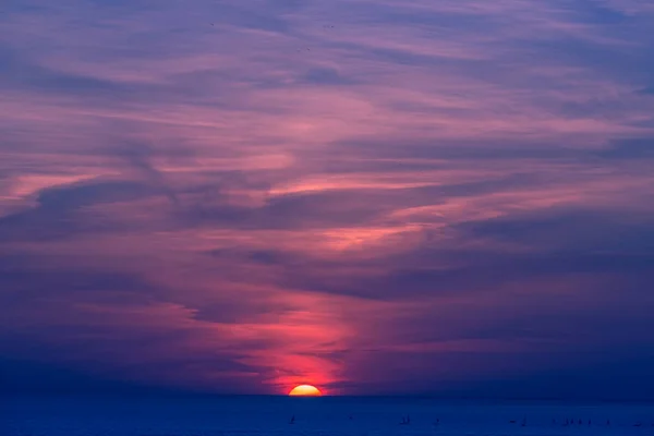 Superbe coucher de soleil sur le golfe de Finlande à Saint-Pétersbourg — Photo