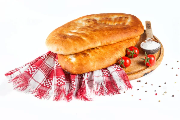 Lavash, Georgian bread on wooden board — Stock Photo, Image