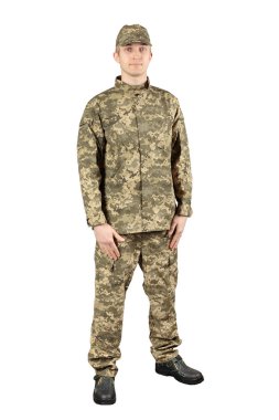 Beyaz arka planda izole edilmiş asker.