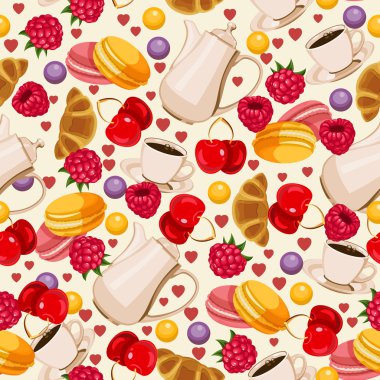 Seamless pattern in french style with food vector
