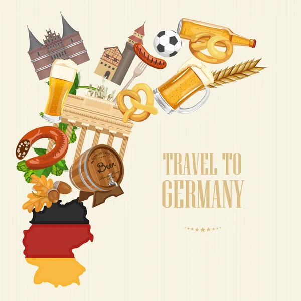 Germany travel poster. Trip architecture concept. Touristic background