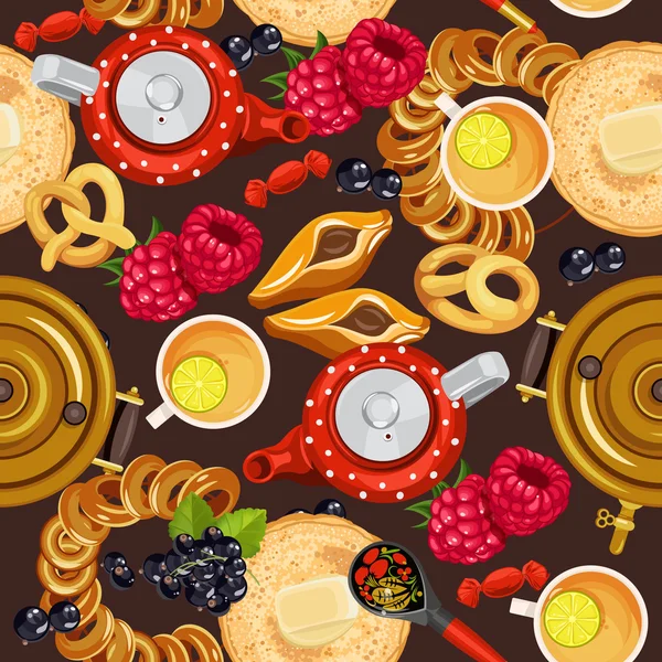 Seamless pattern with russian cuisine. — Stock Illustration Seamless pattern with russian cuisine. Royalty Free Stock Vectors