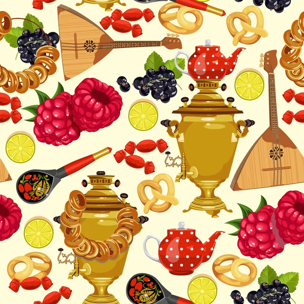Seamless pattern with russian cuisine. — Stock Illustration Seamless pattern with russian cuisine. Royalty Free Stock Vectors