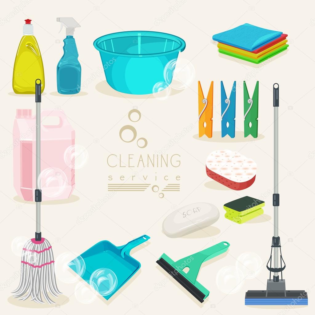 Cleaning kit icons. Supplies. ⬇ Vector Image by © Tsyhanova Vector