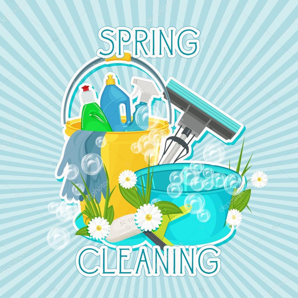 Poster design for cleaning service and cleaning supplies. — Stock