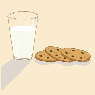 Kurabiye ve sütle el çizimi illüstrasyon