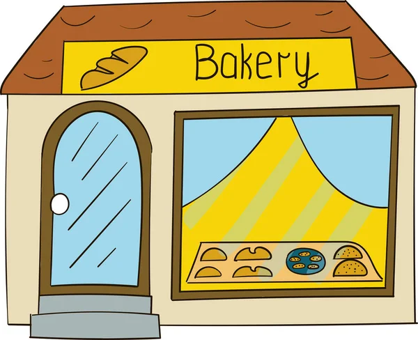 Bakery Shop Hand Drawn Vector Illustration — Stock Vector