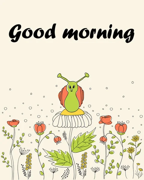 Günaydın kart şablonu, el çizimi vektör çizimi